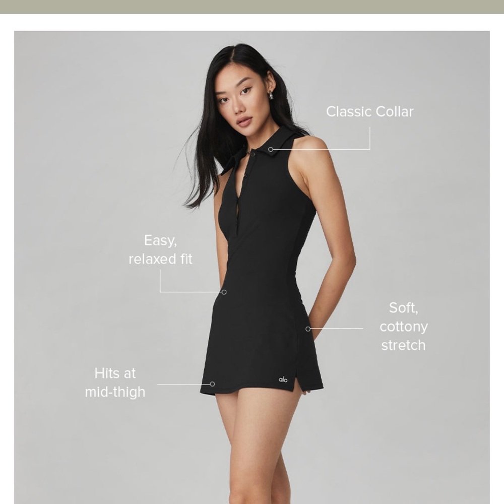 Alo Charmed Tennis Dress in Black M NWT